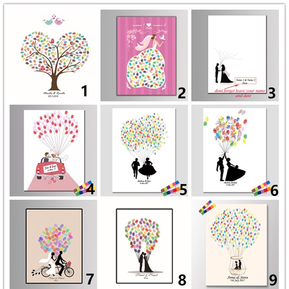 Fingerprint Guest Book Wedding
 Personalized Fingerprint Wedding Guest Book Tree