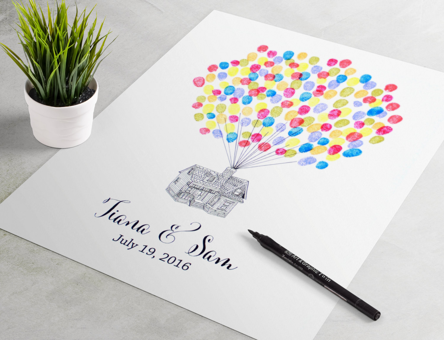 Fingerprint Guest Book Wedding
 Wedding Guest Book Up House fingerprint guest book for