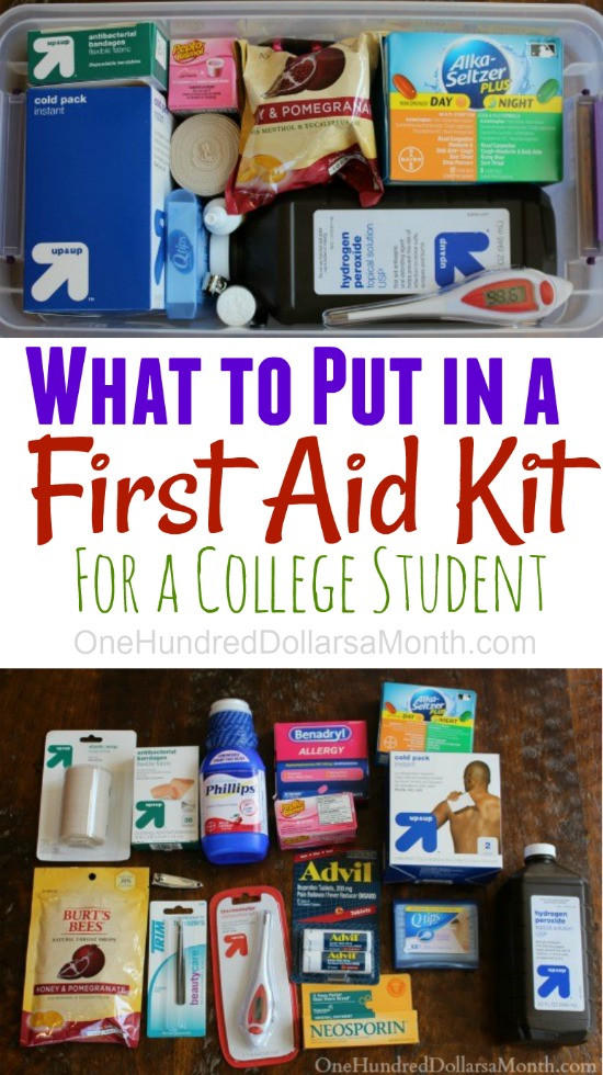 First Aid Kit DIY
 DIY First Aid Kit for College Students e Hundred