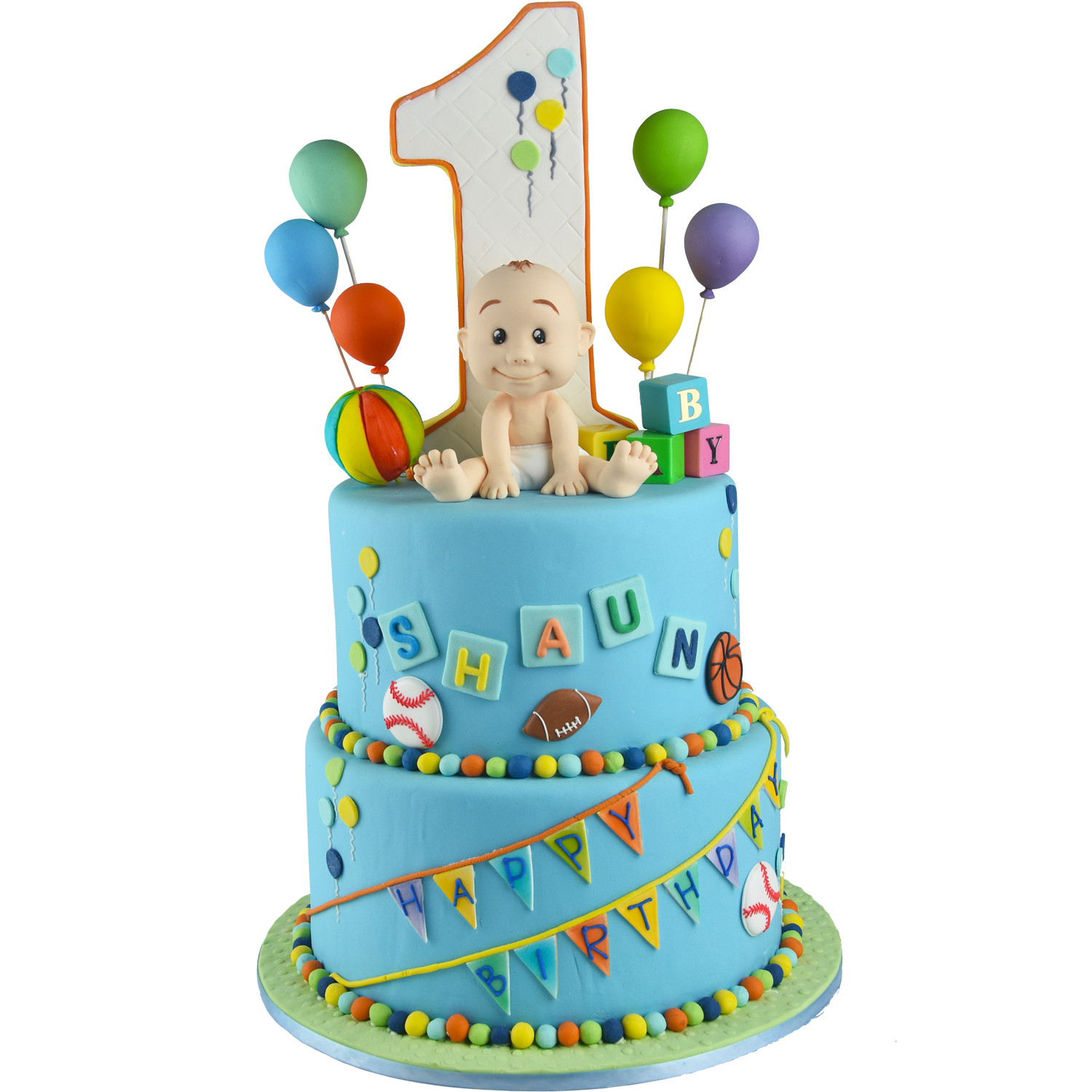First Birthday Cake Boy
 Shaun 1st Birthday fondant
