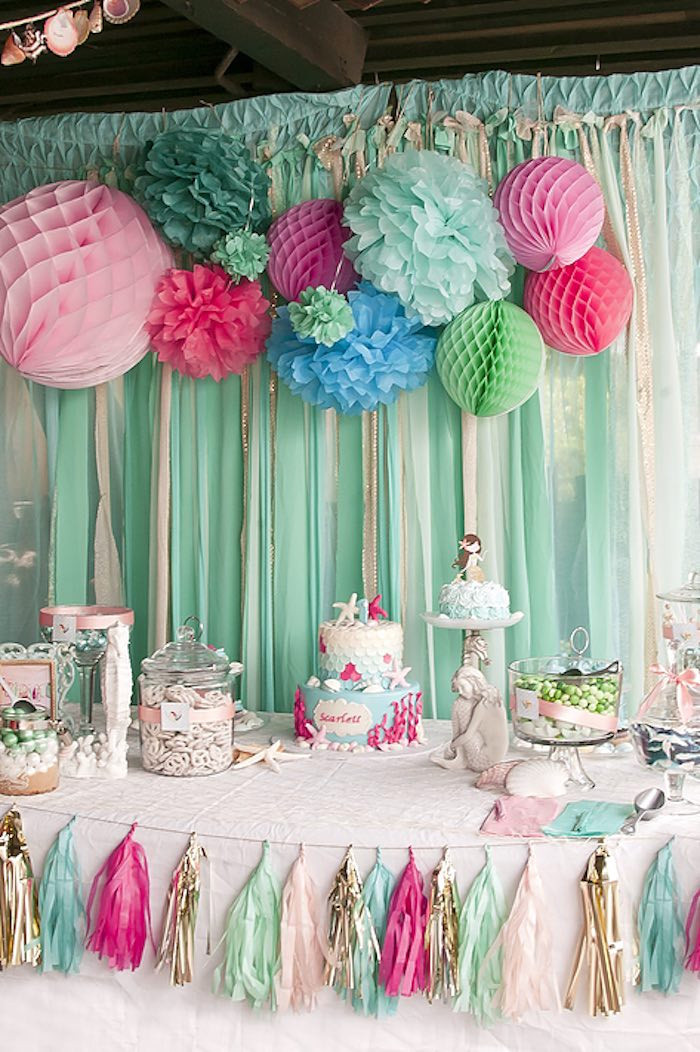 First Birthday Girl Decorations
 Kara s Party Ideas Littlest Mermaid 1st Birthday Party