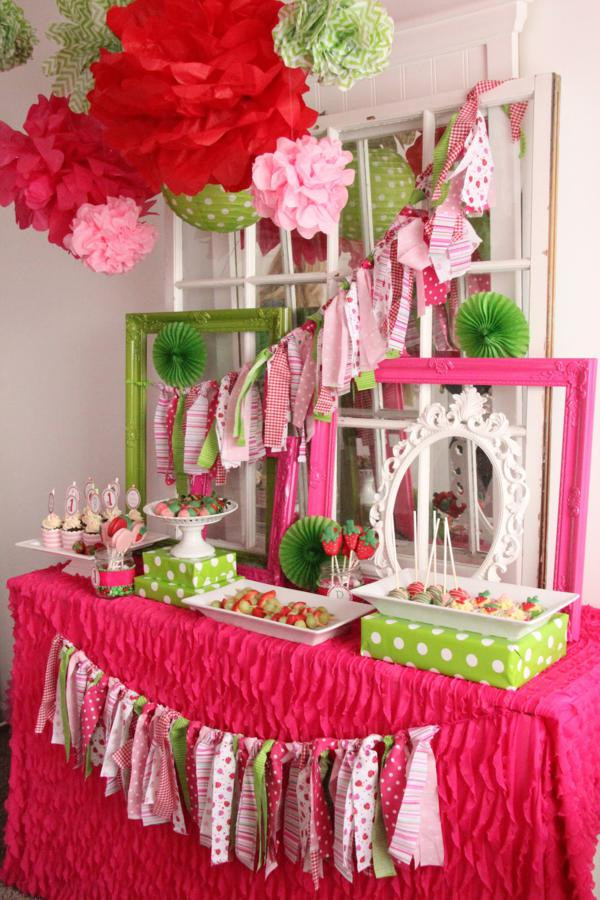 First Birthday Girl Decorations
 Kara s Party Ideas Strawberry 1st Birthday Party
