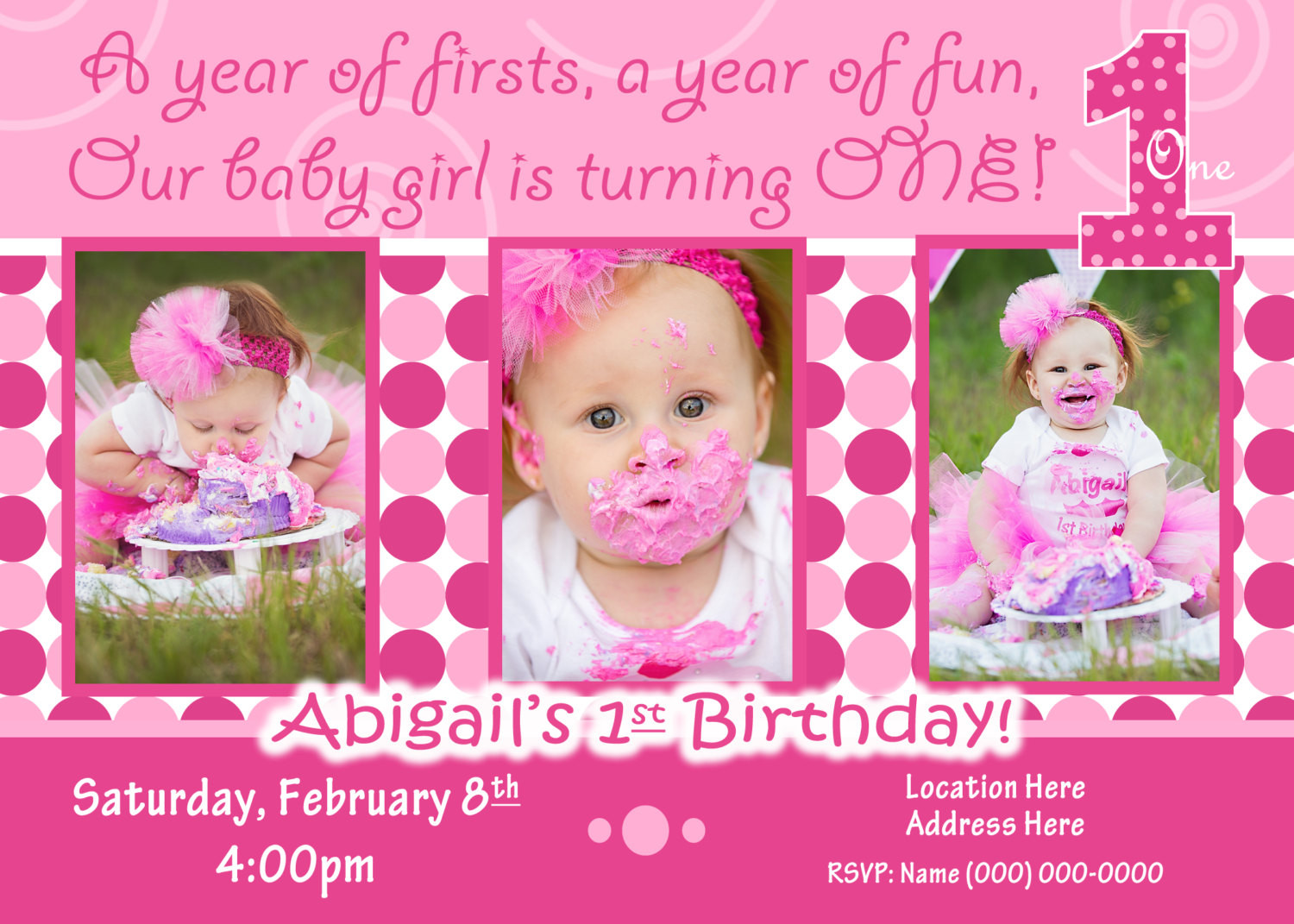 First Birthday Invitations Girl
 1st Birthday Girl invitation 1st birthday Girl invite