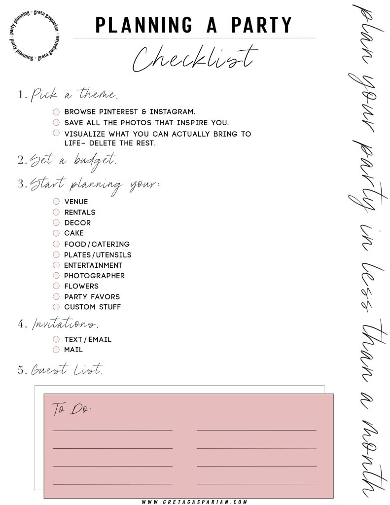 First Birthday Party Checklist
 Levon s First Birthday Party Planning Checklist Greta