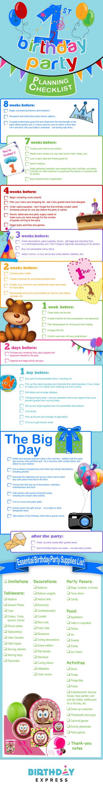 First Birthday Party Checklist
 Dashing 1st Birthday Party Checklist Printable