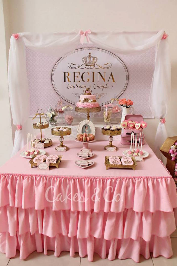 First Birthday Party Theme Ideas
 Kara s Party Ideas Pink & Gold Princess First Birthday Party