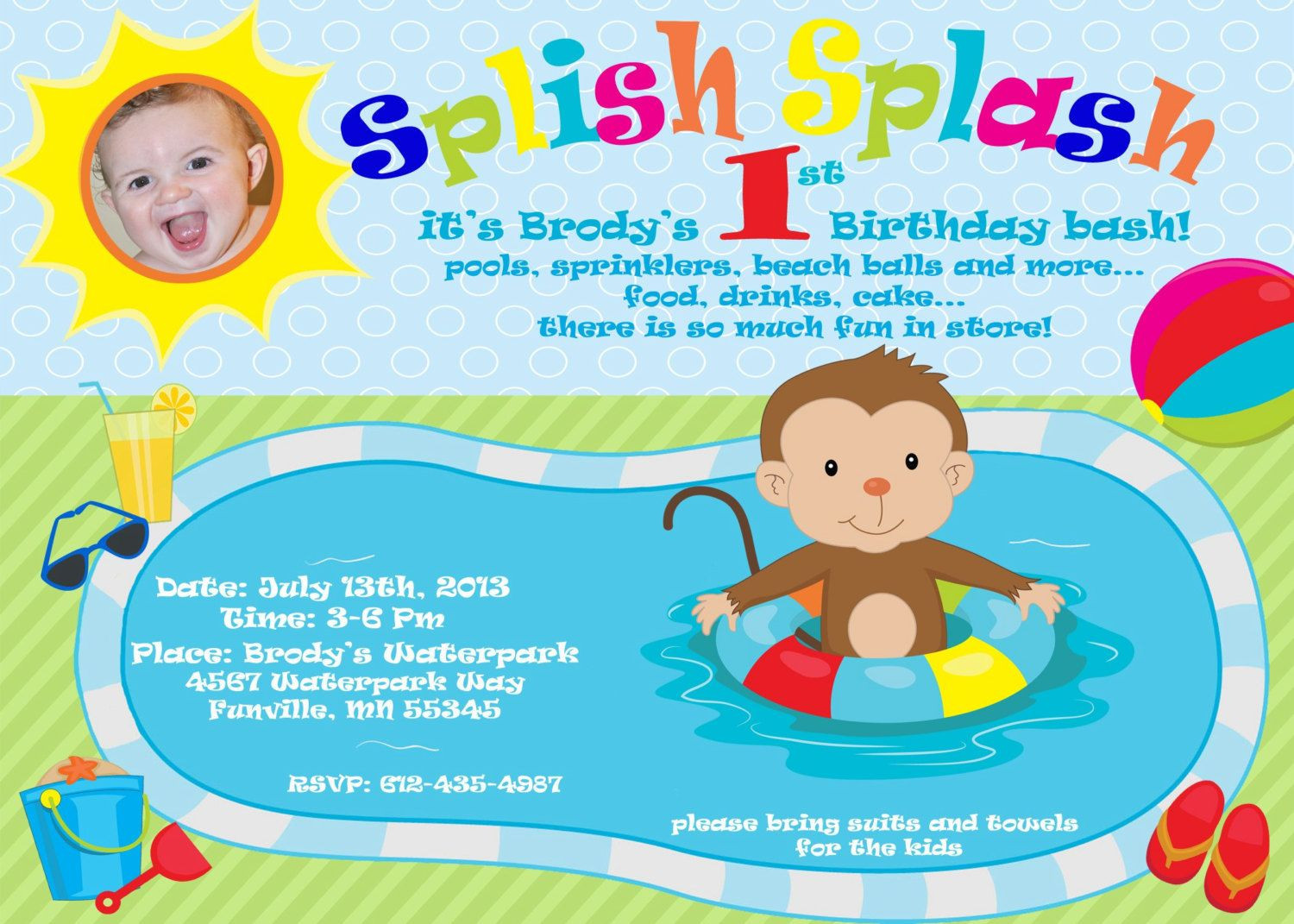 First Birthday Pool Party Ideas
 First Birthday Pool Party Splish Splash by