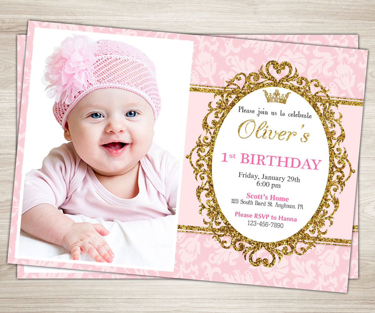 First Birthday Princess Invitations
 Princess First Birthday Invitation Princess Birthday