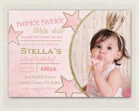 First Birthday Princess Invitations
 First Birthday Invitation Gold and Pink Princess Invitations