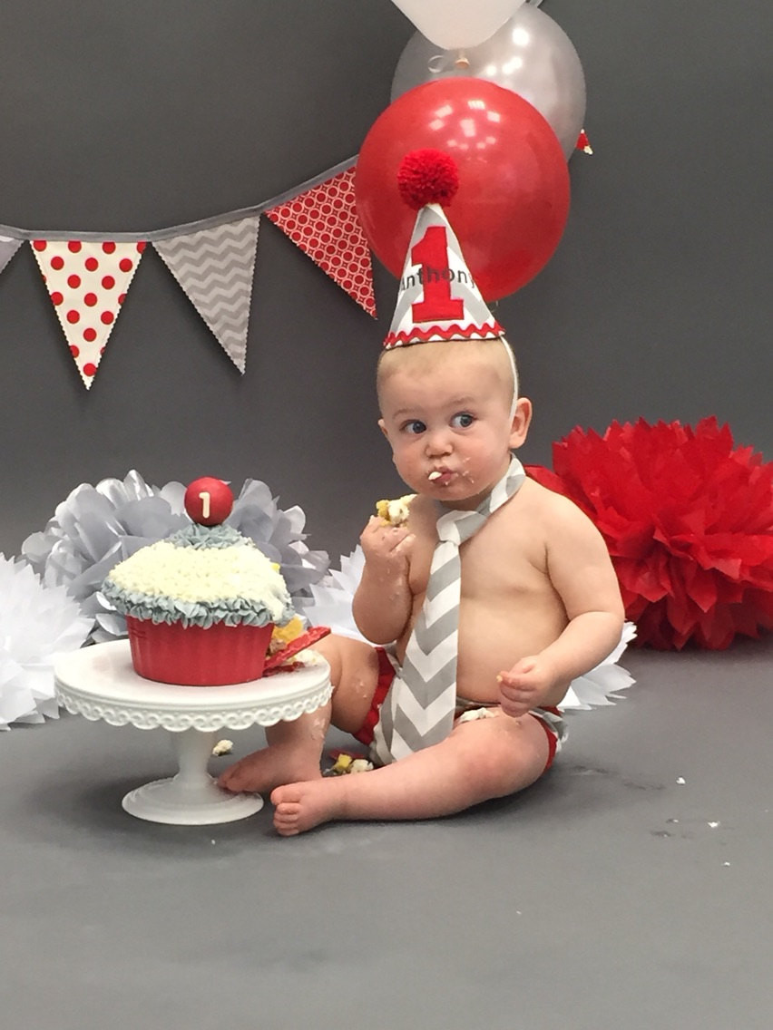 First Birthday Smash Cake Outfit
 cake smash outfit boy gray and red first birthday cake smash