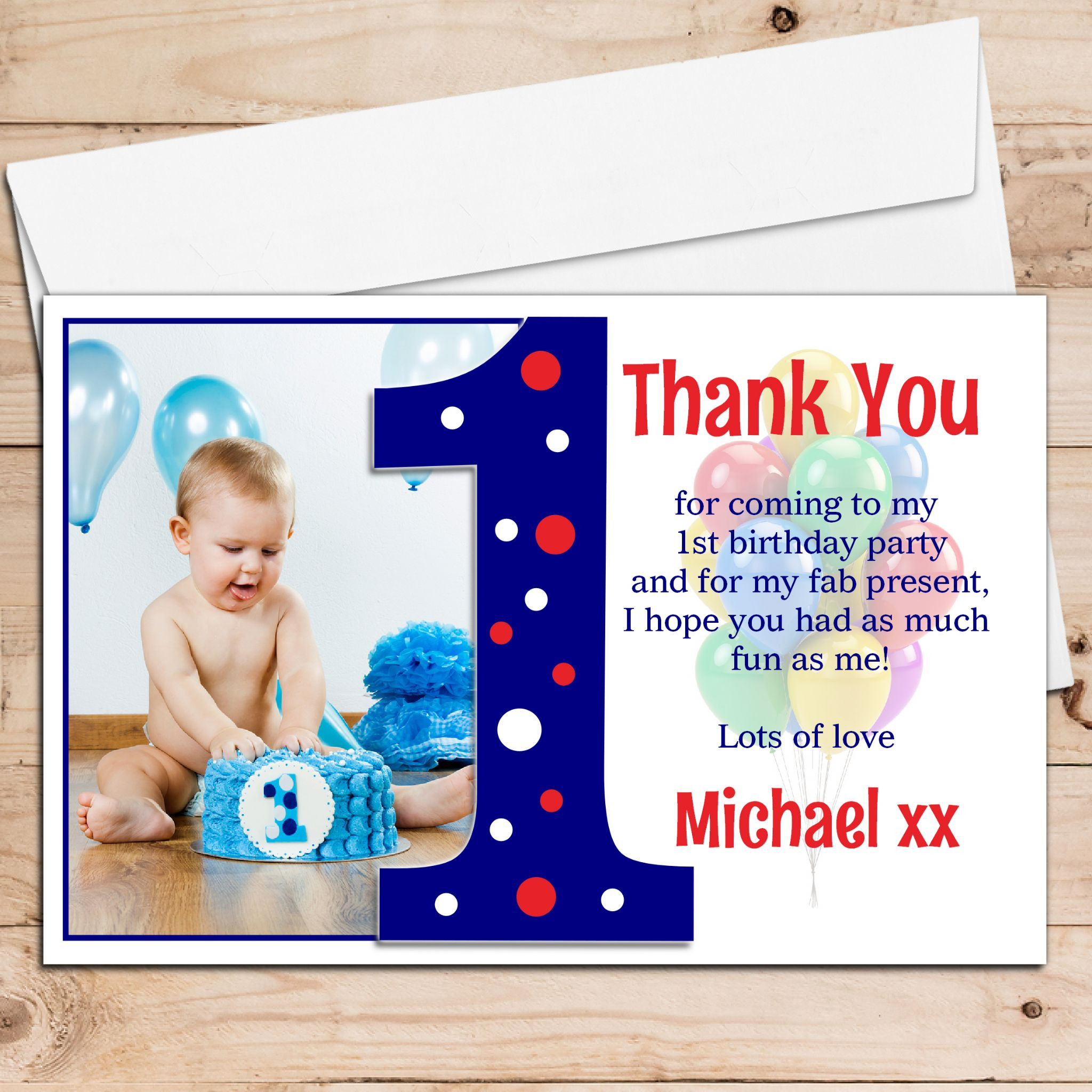 First Birthday Thank You Cards
 10 Personalised Boys First 1st Birthday Thank you PHOTO