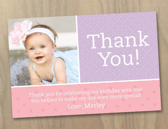 First Birthday Thank You Cards
 Items similar to Thank You Card Baby Girl First