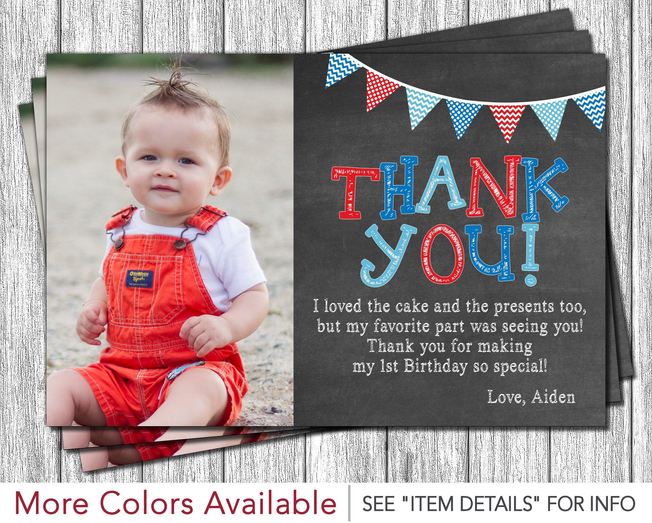 First Birthday Thank You Cards
 First Birthday Thank You Card 1st Birthday Chalkboard Thank