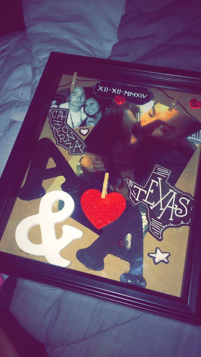 First Christmas Together Gift Ideas For Him
 Shadow box I made for my boyfriend in Texas