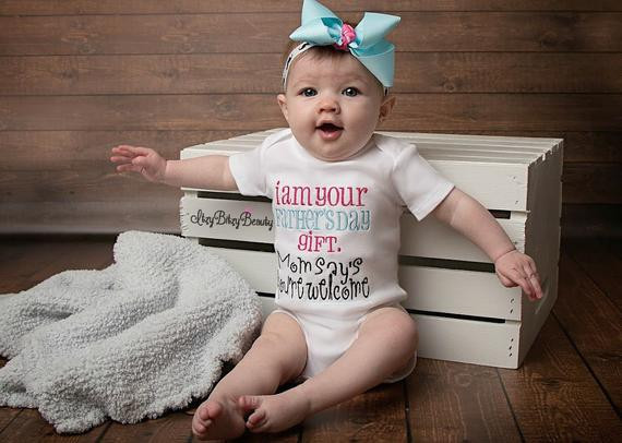 First Fathers Day Gifts From Baby
 First Fathers Day Gift Baby Girl Embroidered Shirt Headband