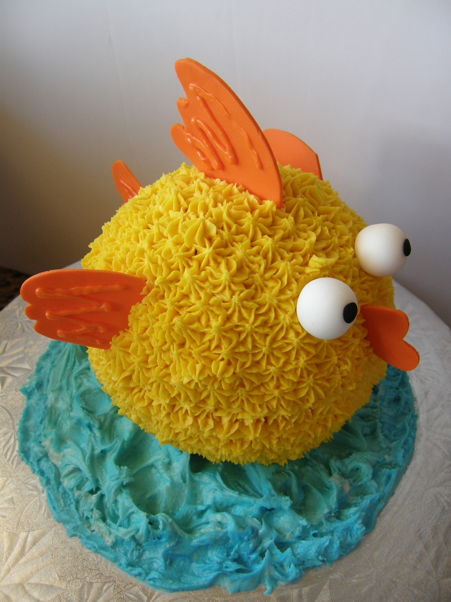 Fish Birthday Cakes
 Gold Fish First Birthday Cake CakeCentral