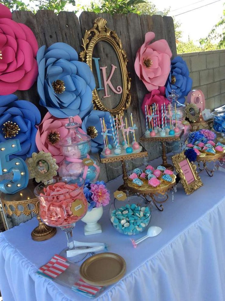 Flower Birthday Party Ideas
 Such a beautiful pink and blue garden party Love the