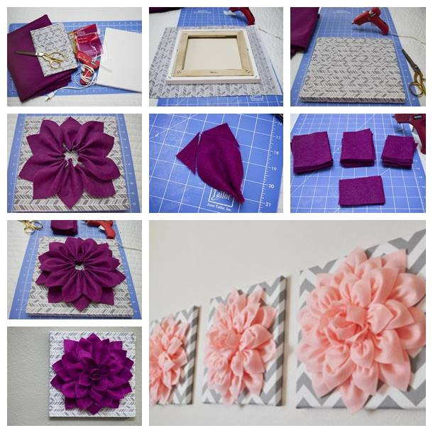 Flower Wall Decor DIY
 DIY Felt Flower Wall Art