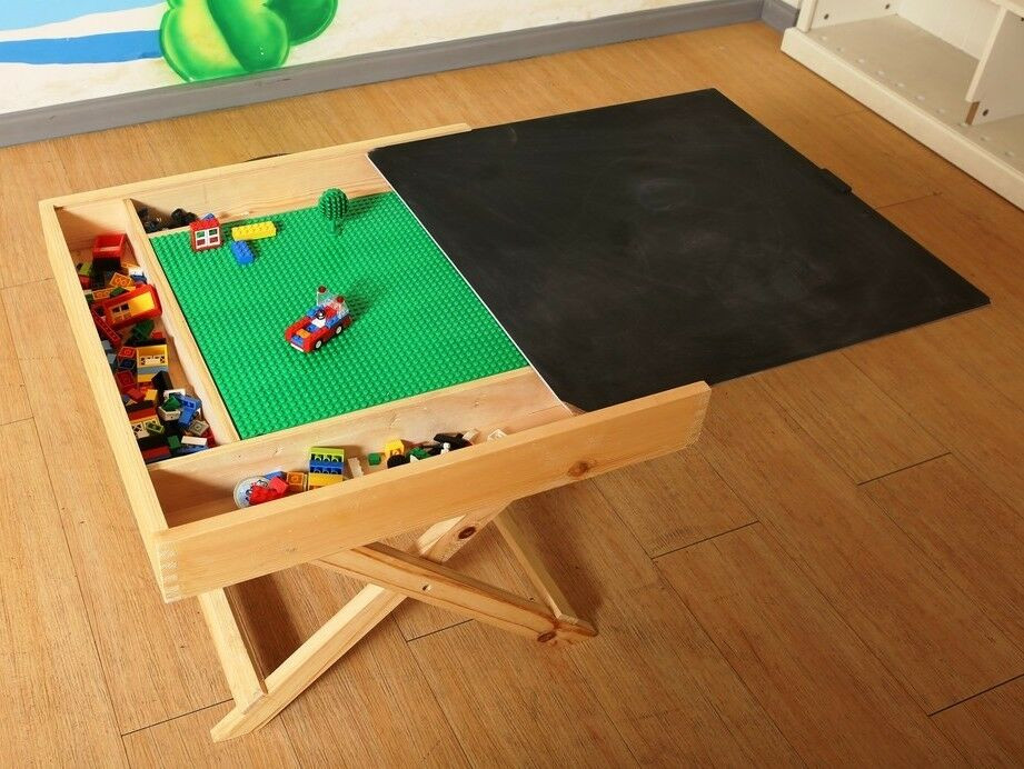 Folding Kids Table
 Lego storage Play Table folding custom made wooden