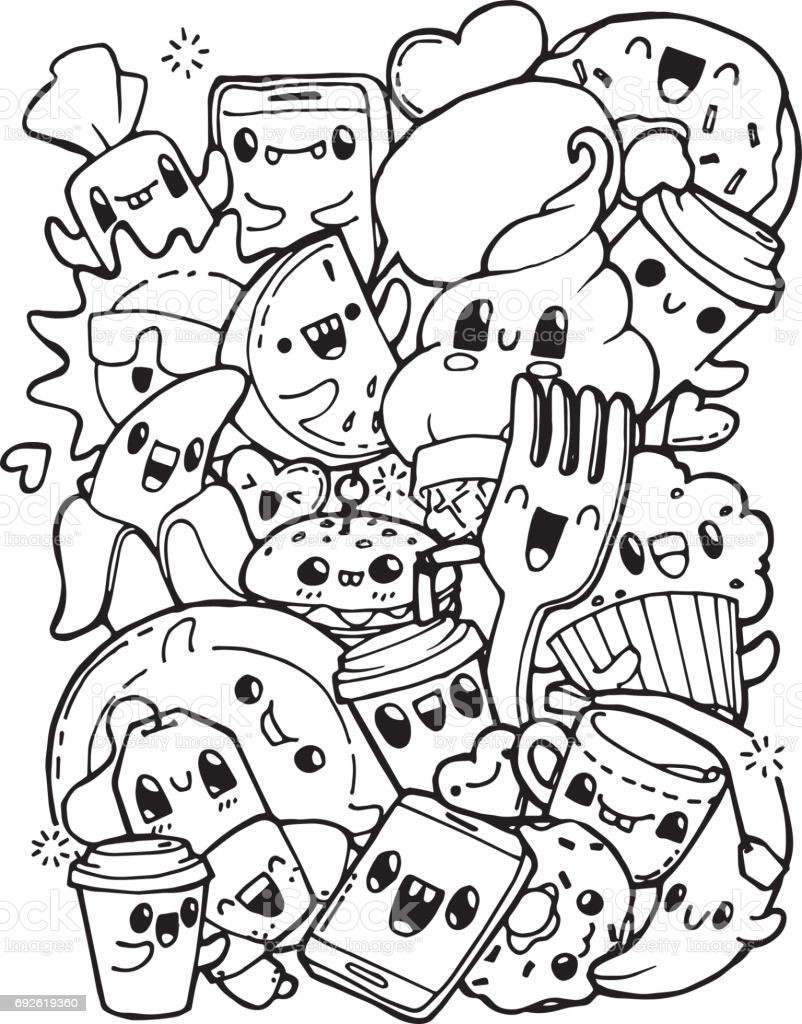 Food Coloring Pages For Kids
 Dining Doodles Breakfast Lunch Dinner Food Coloring Pages