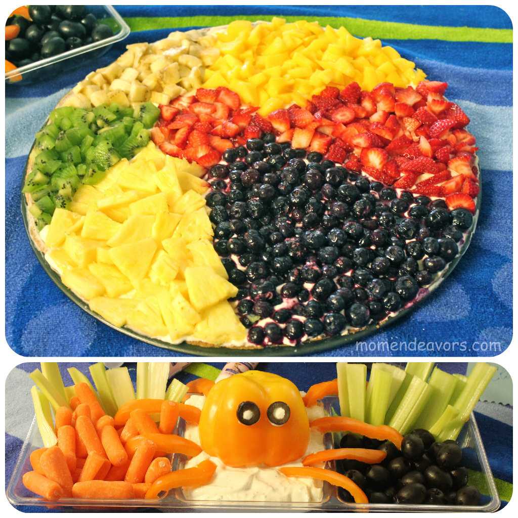 Food Ideas For A Winter Beach Party
 Beach Ball Fruit Pizza & Bell Pepper Octopus Veggie Dip