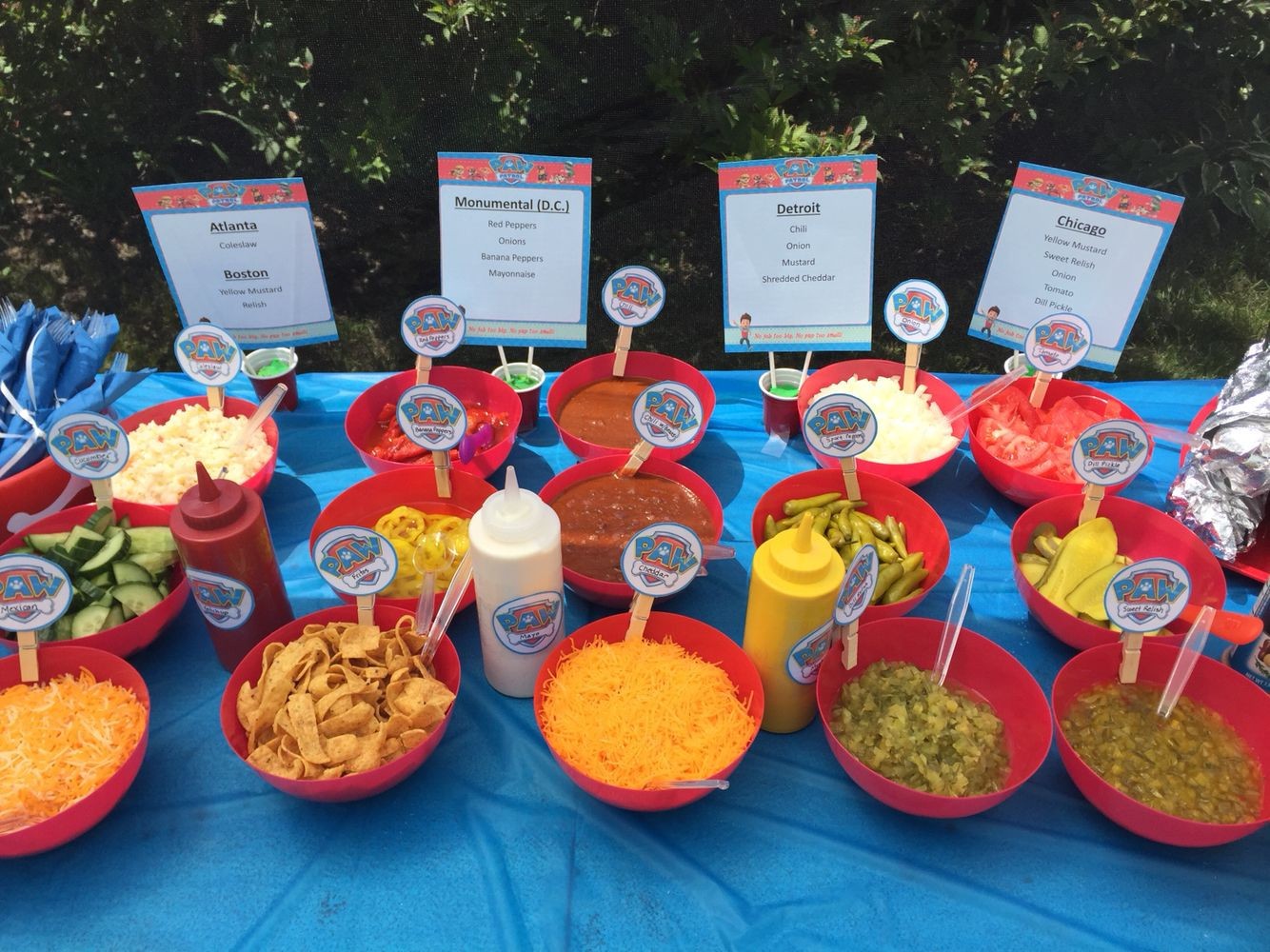 Food Ideas For Paw Patrol Birthday Party
 Hot dog bar paw patrol party With images
