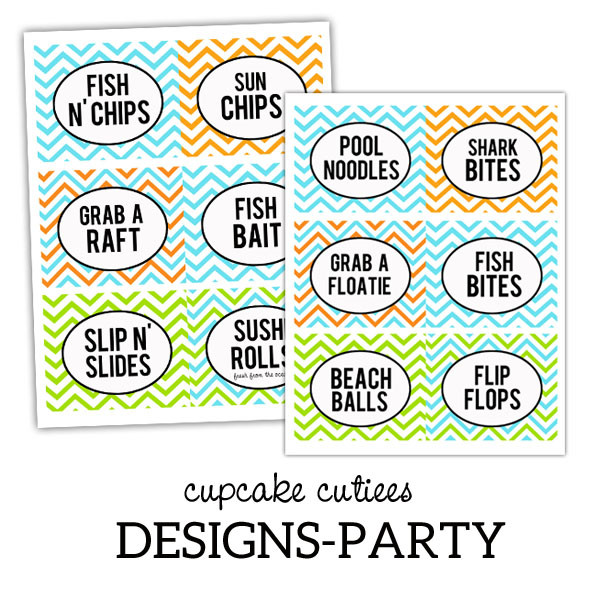 Food Label Ideas For Beach Party
 Cupcake Cutiees Pool Party Labels Fun Food Ideas for