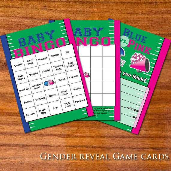 Football Gender Reveal Party Ideas
 Football Themed Gender Reveal Party Game Cards