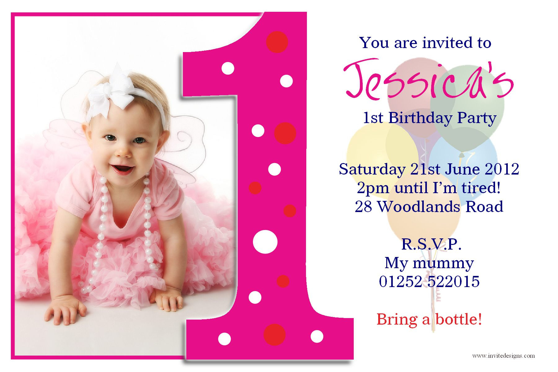 Free 1st Birthday Invitations
 birthday invitation card Free printable 1st birthday