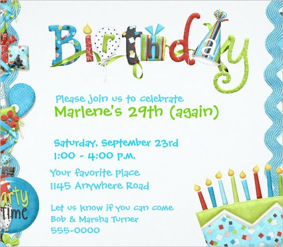 Free Birthday Invitation Templates For Word
 Birthday Invitation Template – 48 Free Word PDF PSD