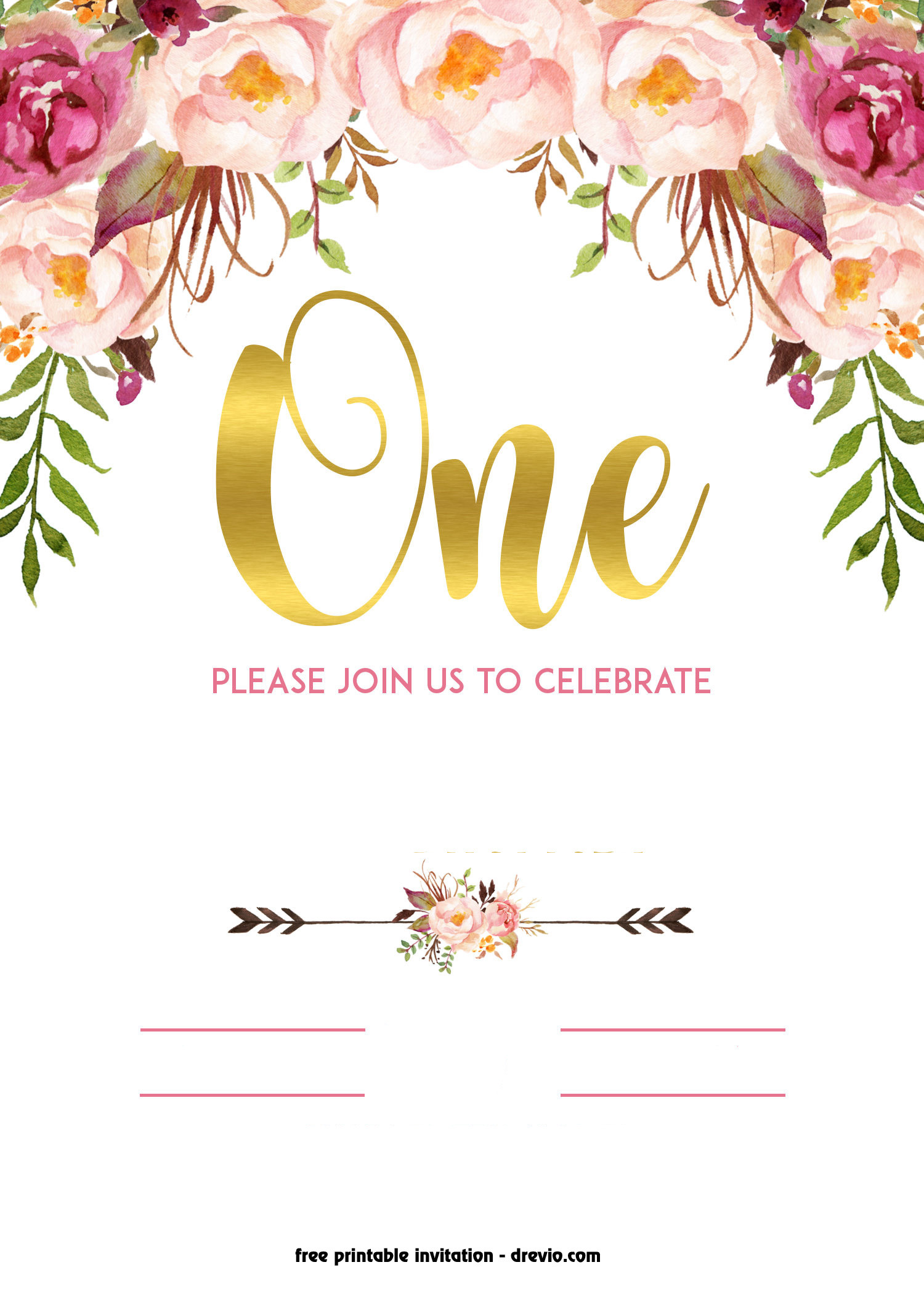 Free Birthday Invitations Templates
 FREE Printable 1st Birthday Invitation – Vintage Style