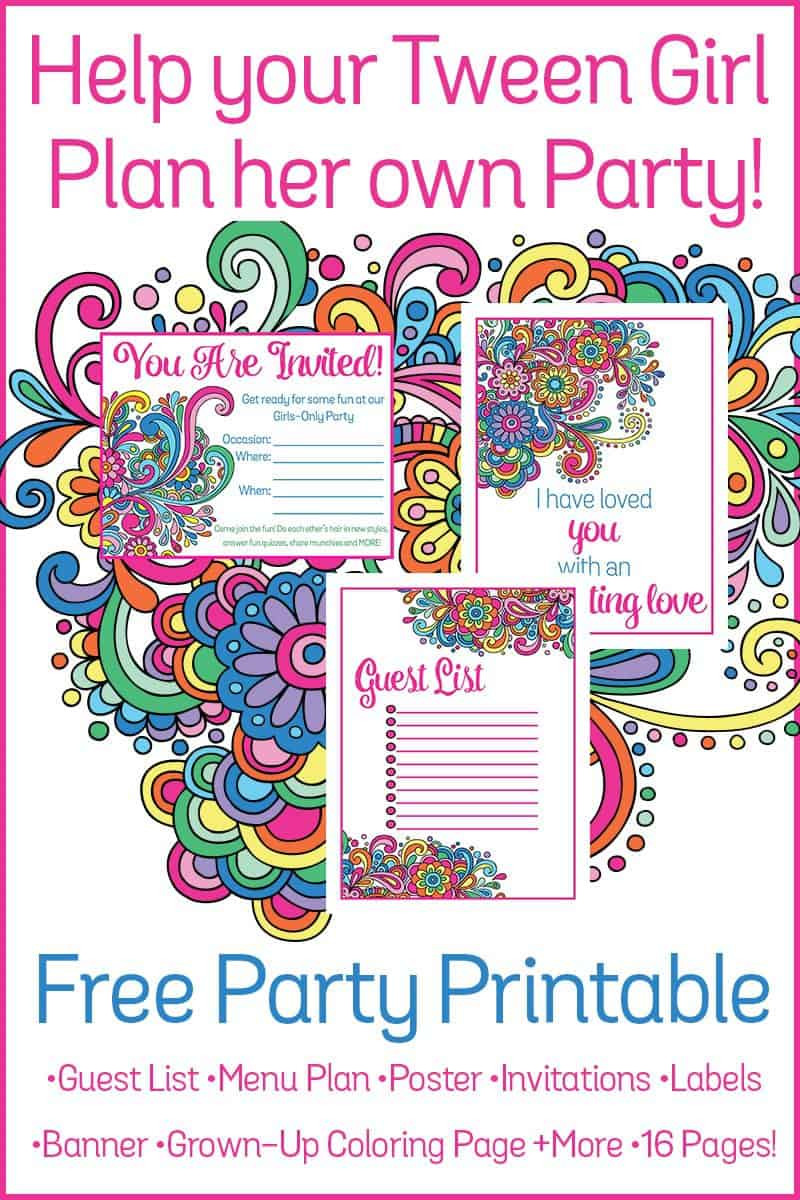 Free Birthday Party Printables Decorations
 Best Fun Party Ideas for Tween Girls Free Printable Party