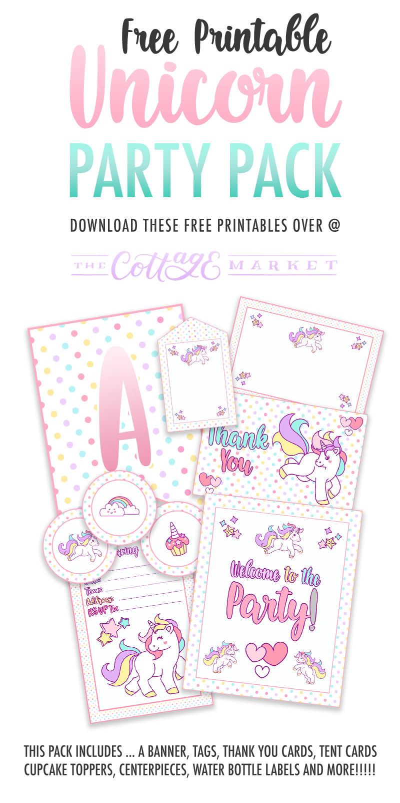 Free Birthday Party Printables Decorations
 Free Printable Unicorn Party Decorations Pack The