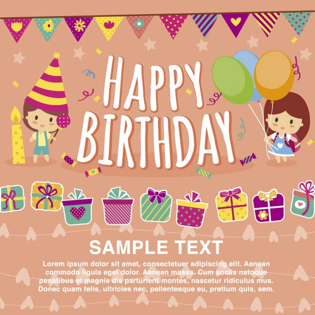 Free Download Birthday Cards
 Happy birthday card template Vector