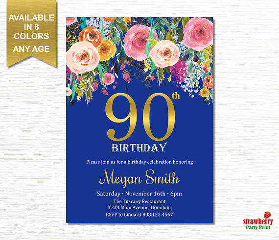 Free Printable 90th Birthday Invitations
 90th Birthday Invitations for Women 90th Birthday Party