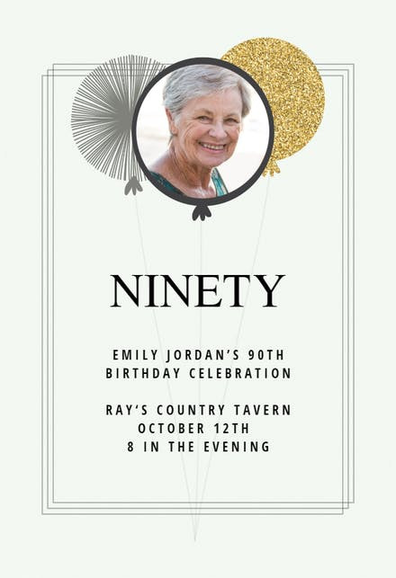 Free Printable 90th Birthday Invitations
 90th Birthday Invitation Templates Free