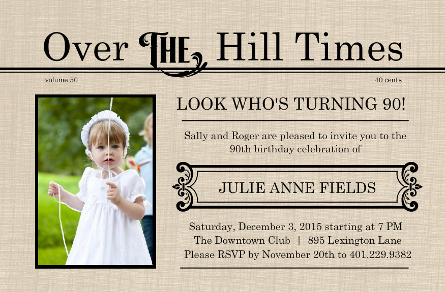 Free Printable 90th Birthday Invitations
 Free Printable 90th Birthday Invitations