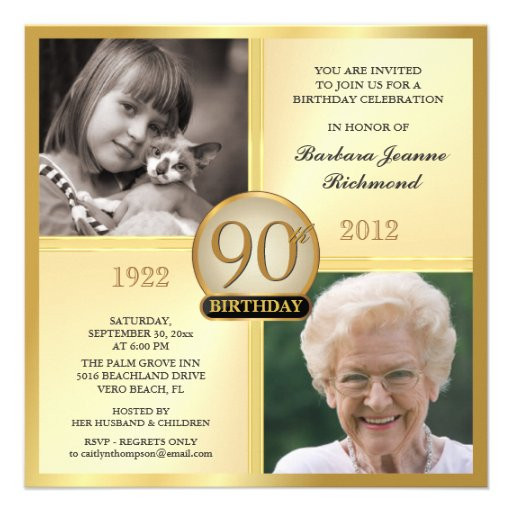 Free Printable 90th Birthday Invitations
 Gold 90th Birthday Invitations Then & Now 2 s 5 25