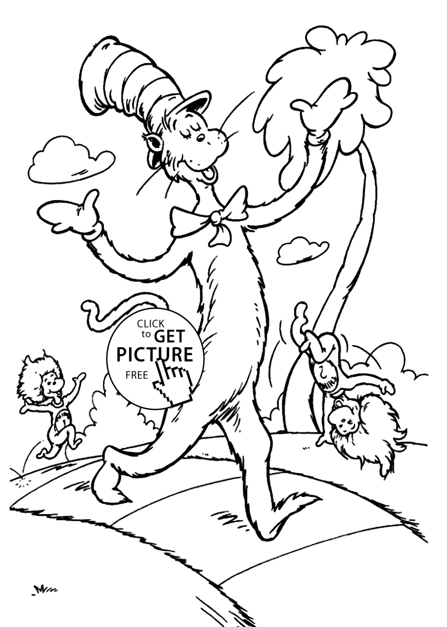 Free Printable Dr Seuss Coloring Pages
 The Сat in the hat and promenade coloring pages for kids