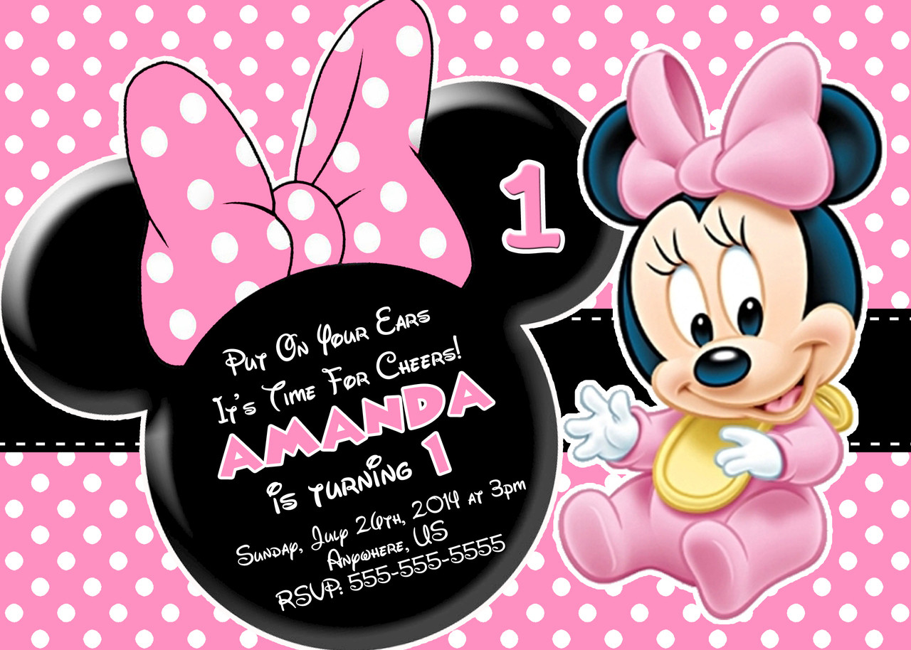 Free Printable Minnie Mouse 1st Birthday Invitations
 FREE Minnie Mouse First Birthday Invitations Printable