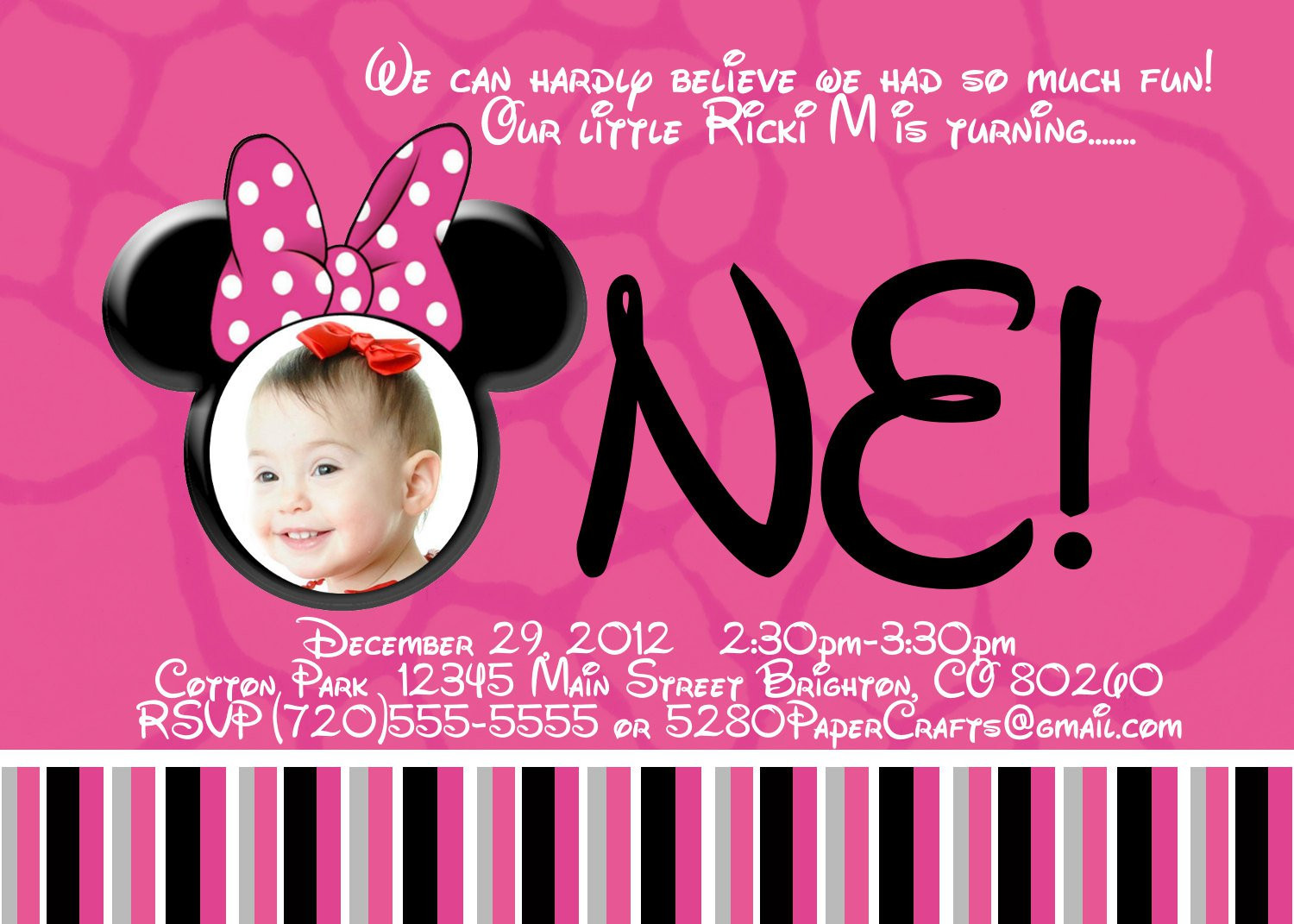 Free Printable Minnie Mouse 1st Birthday Invitations
 Printable Minnie Mouse Birthday Invitations Free