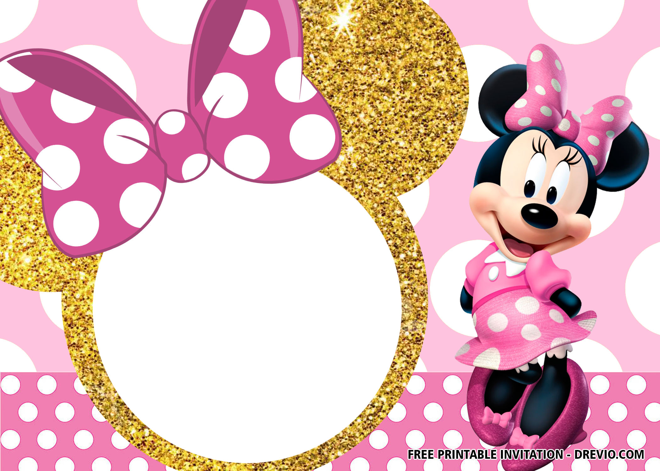 Free Printable Minnie Mouse 1st Birthday Invitations
 FREE Pink and Gold Minnie Mouse Invitation Templates