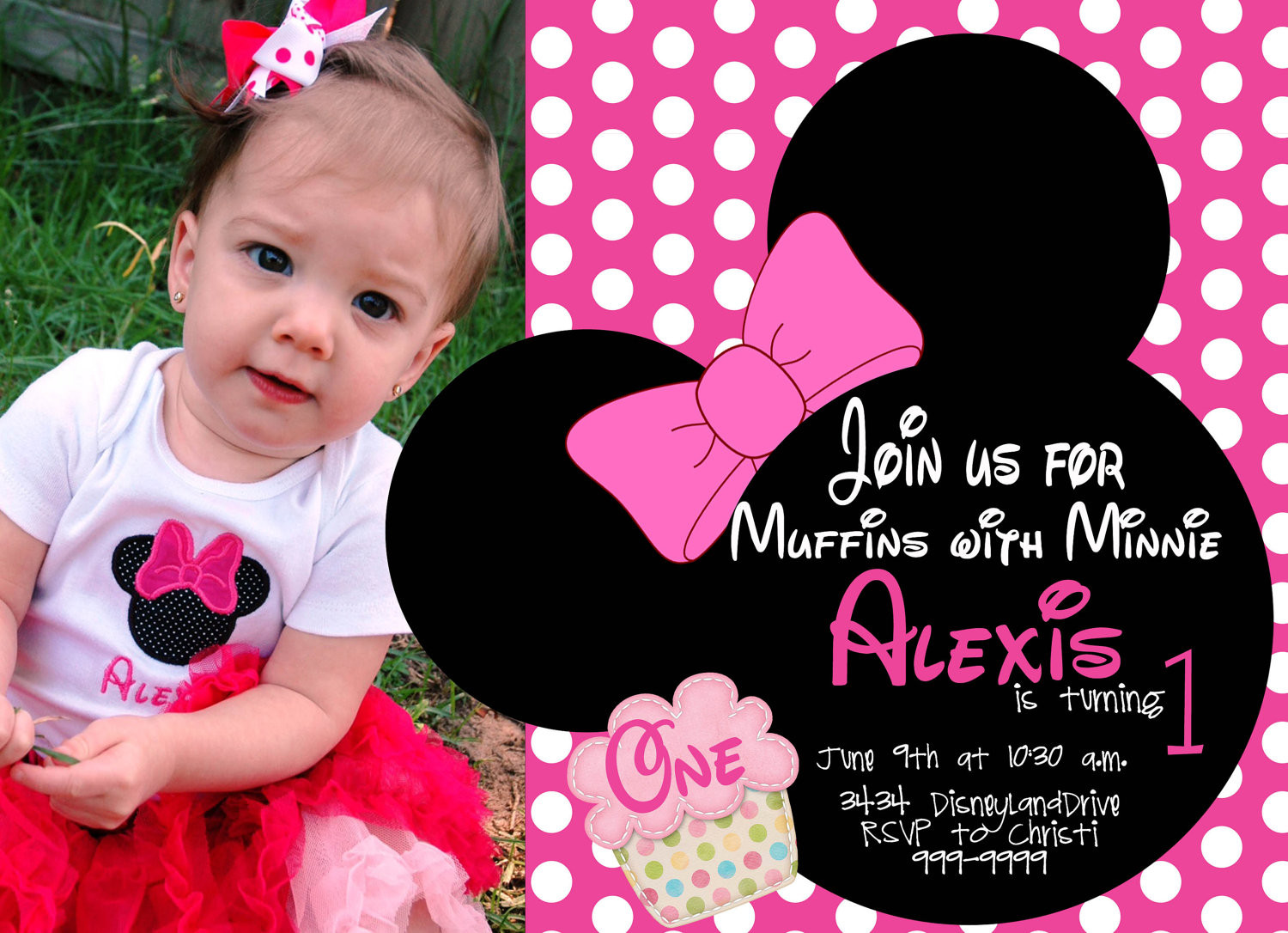 Free Printable Minnie Mouse 1st Birthday Invitations
 Minnie Mouse First Birthday Invitations