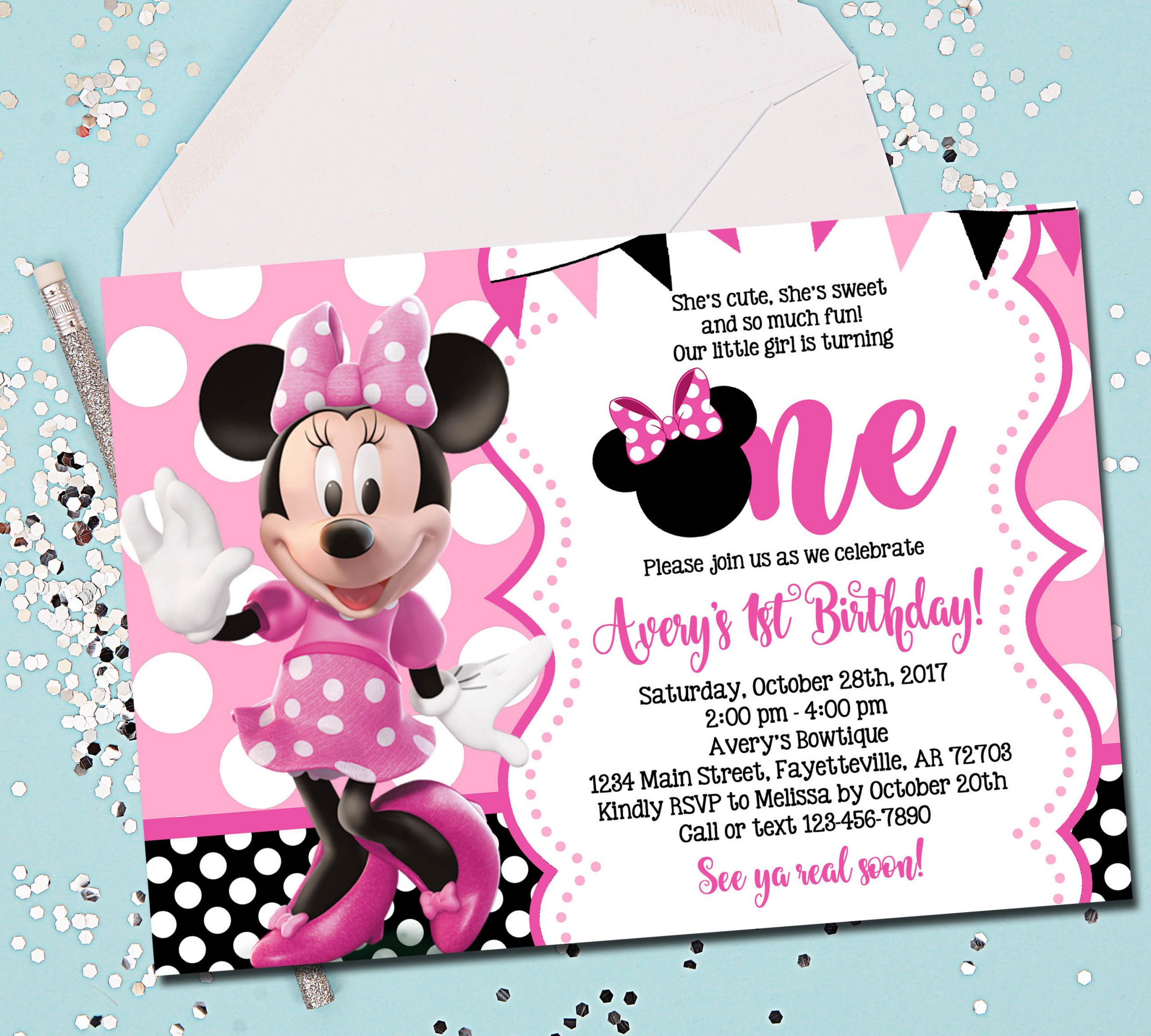 Free Printable Minnie Mouse 1st Birthday Invitations
 MINNIE MOUSE INVITATION Minnie Mouse Birthday Invitation