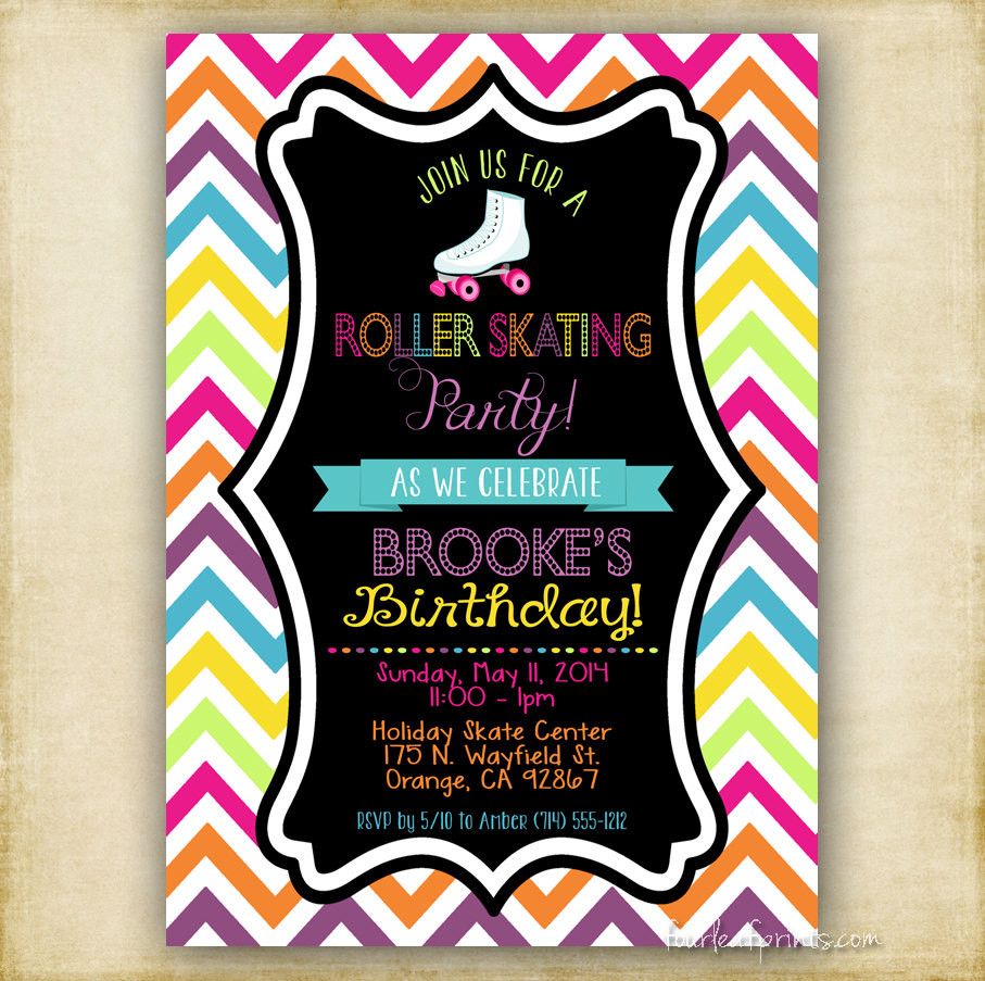 Free Printable Roller Skating Birthday Party Invitations
 Roller Skate Party Invitation Printable DIY by FourLeafPrints