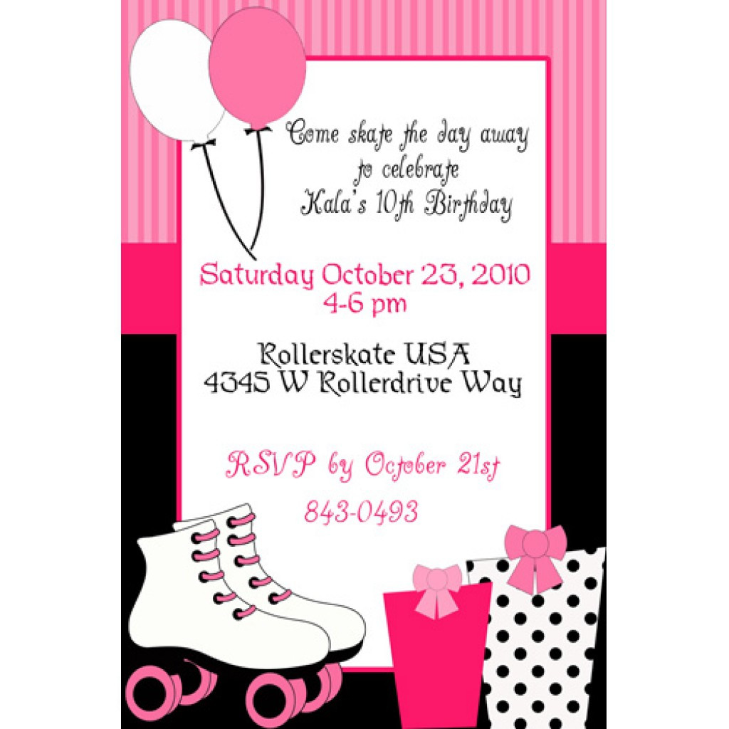 Free Printable Roller Skating Birthday Party Invitations
 Free Roller Skating Birthday Party Invitations IdeasFREE