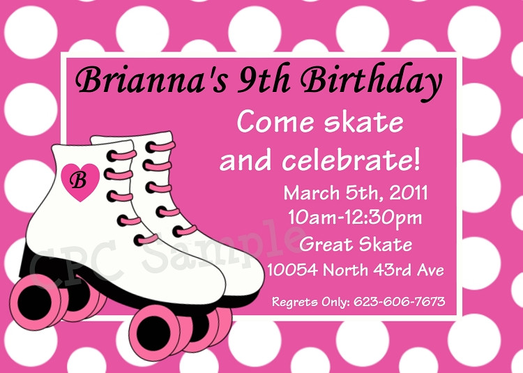 Free Printable Roller Skating Birthday Party Invitations
 Pink Polka Dot Roller Skating Party Invitations