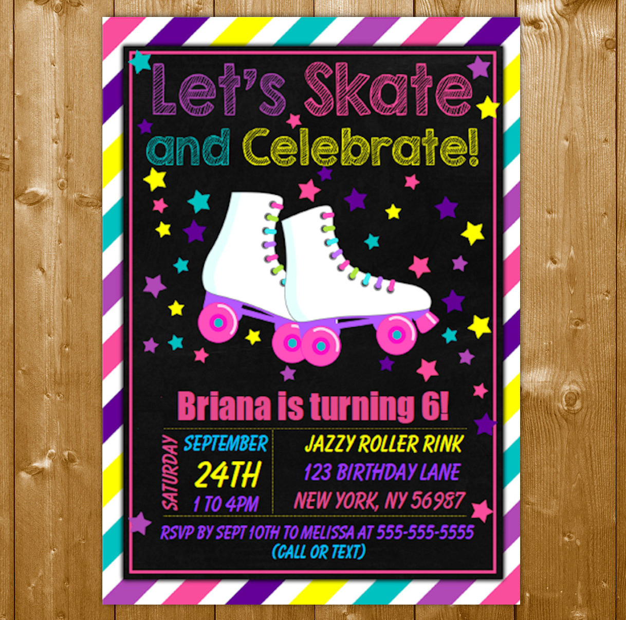 Free Printable Roller Skating Birthday Party Invitations
 Roller Skating Party Invitation Printable Digital Download