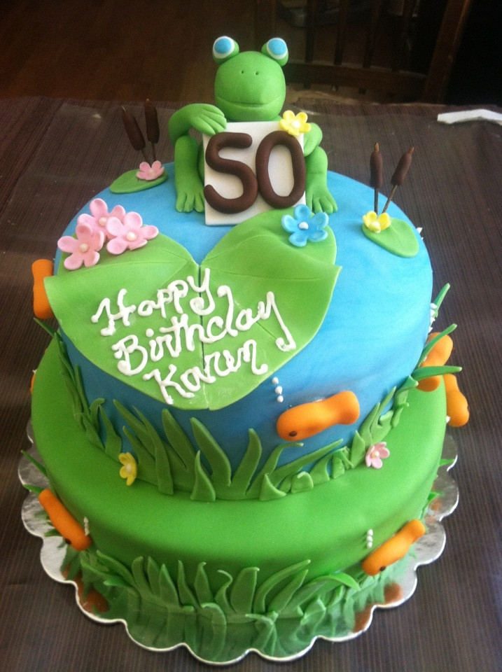 Frog Birthday Cake
 Frog In A Pond Birthday Cake CakeCentral