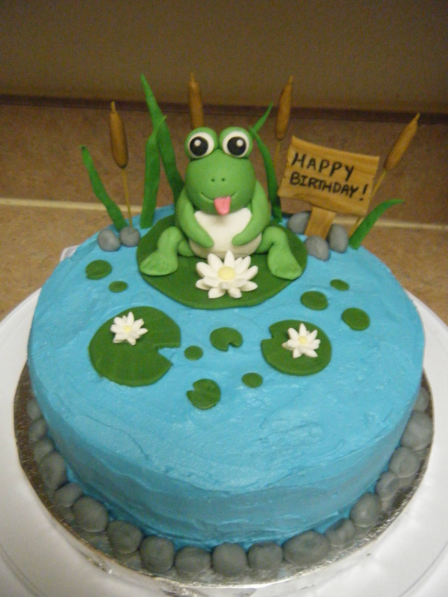 Frog Birthday Cake
 Frog Pond Birthday Cake CakeCentral